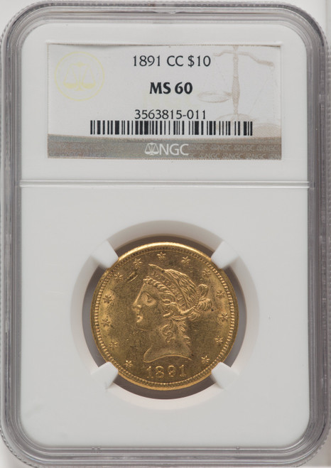 1891-CC $10 Liberty Eagle NGC MS60