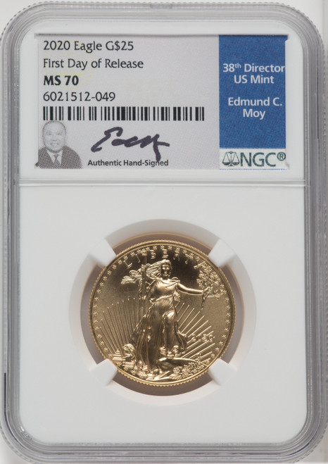 2020 $25 Half-Ounce Gold Eagle First Day of Issue NGC MS70