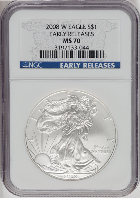 2008-W S$1 Silver Eagle Burnished First Strike NGC MS70