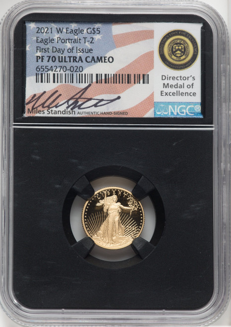 2021-W $5 Tenth Ounce Gold Eagle Type Two FDI NGC PF70