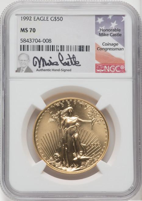 1992 Gold Eagle NGC MS70 Castle Signed