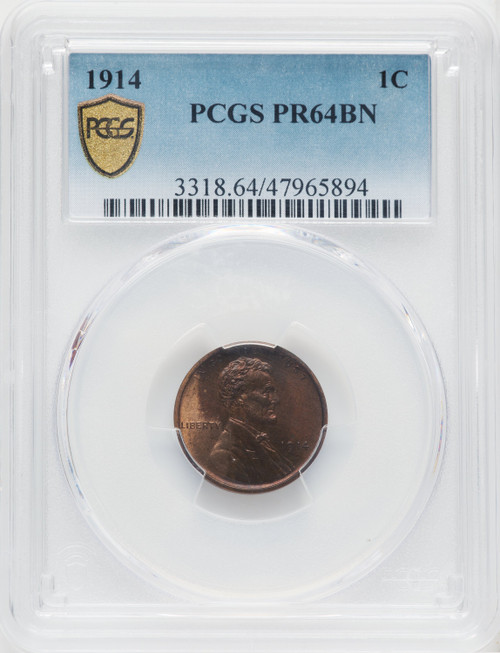 1914 1C BN Proof Lincoln Cent PCGS PR64