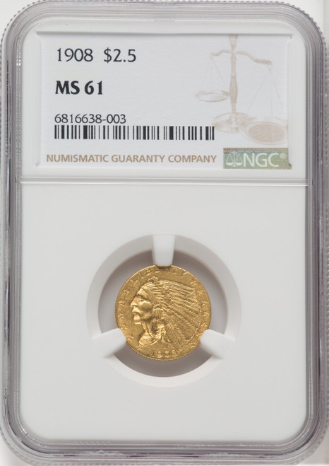 1908 $2.50 Indian Quarter Eagle NGC MS61