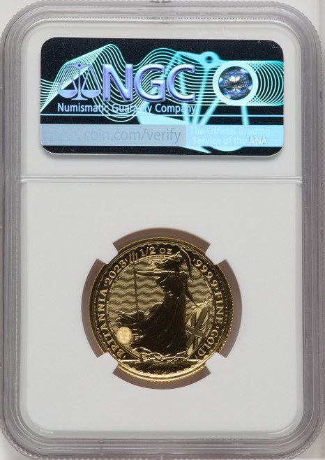 2023 G.B. G50 BRITANNIA KC III OBVERSE 447TH COIN STRUCK Royal Succession NGC MS70