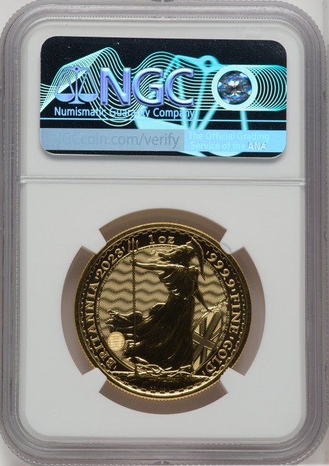 2023 G.B. G100 BRITANNIA-QE II OBVERSE 6TH TO LAST COIN STRUCK Royal Succession NGC MS70