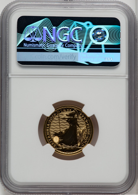 2023 G.B. G25 BRITANNIA KC III OBVERSE 381ST COIN STRUCK Royal Succession NGC MS70