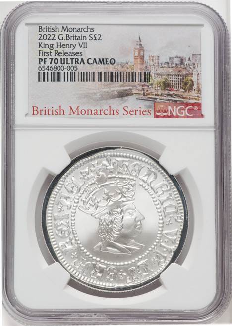 Elizabeth II silver Proof  King Henry VII  2 Pounds (1oz ) 2022 PR70 Ultra Cameo NGC World Coins NGC MS70