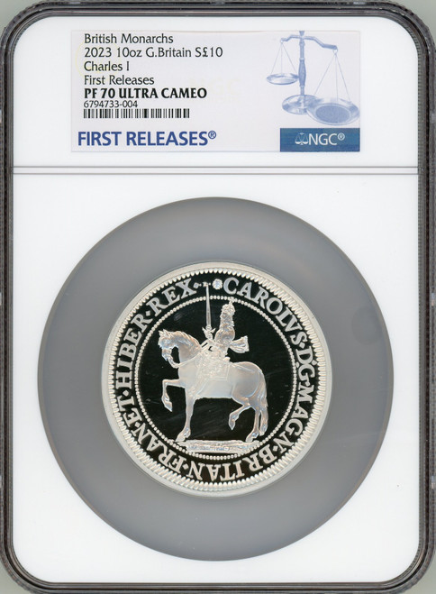 Charles III silver Proof  King Charles I  10 Pounds (10 oz) 2023 PR70 Ultra Cameo NGC World Coins NGC MS70