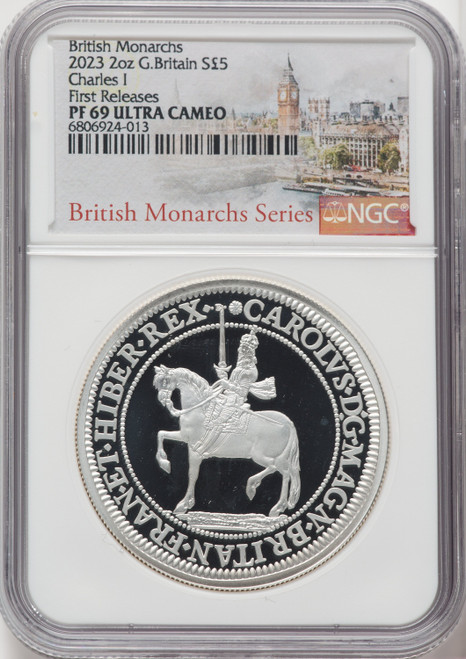 Charles III silver Proof “King Charles I” 5 Pounds (2 oz) 2023 PR69 Ultra Cameo NGC World Coins NGC MS69