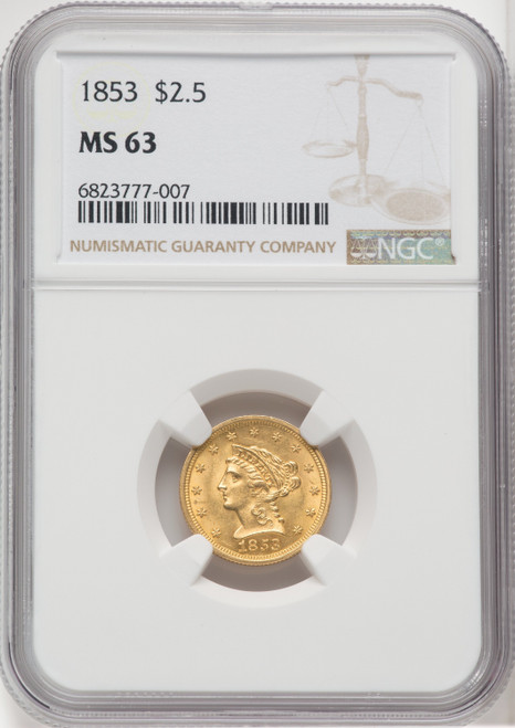 1853 $2.50 Liberty Quarter Eagle NGC MS63