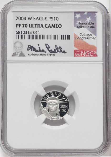 2004-W $10 Platinum American Eagle 4-Coin Set NGC PF70 Castle Signed