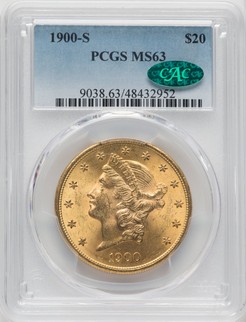 1900-S $20 CAC Liberty Double Eagle PCGS MS63