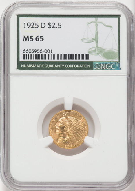 1925-D $2.50 Green Label Indian Quarter Eagle NGC MS65
