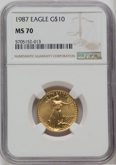 1987 $10 Quarter-Ounce Gold Eagle Brown Label NGC MS70