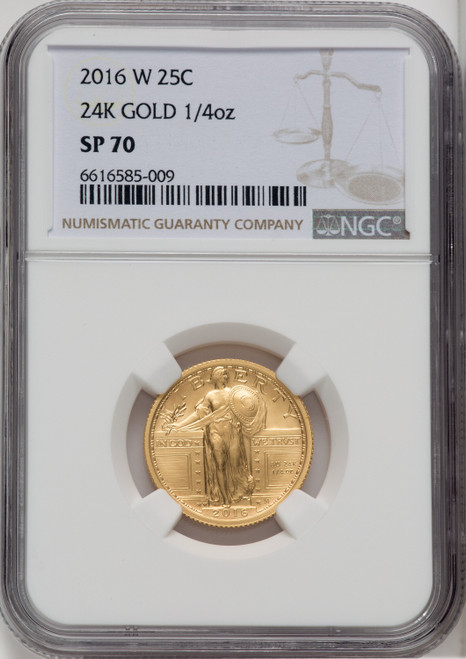 2016-W 25C Standing Liberty Quarter-Ounce Gold 100th Anniversary Brown Label NGC MS70