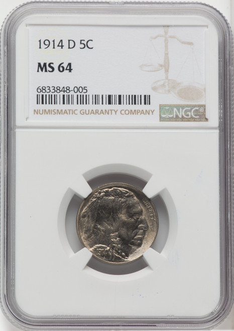 1914-D 5C Buffalo Nickel NGC MS64