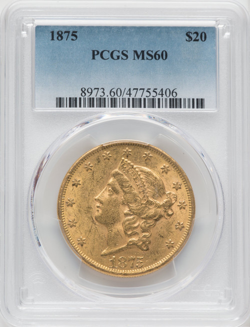 1875 $20 Liberty Double Eagle PCGS MS60