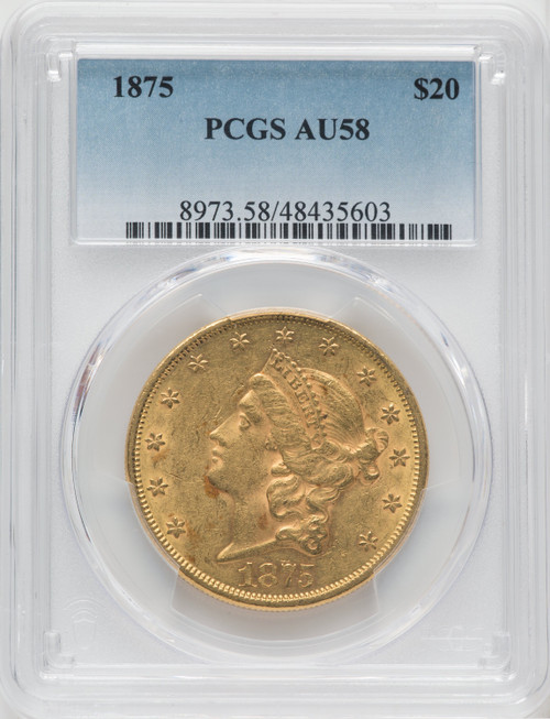 1875 $20 Liberty Double Eagle PCGS AU58