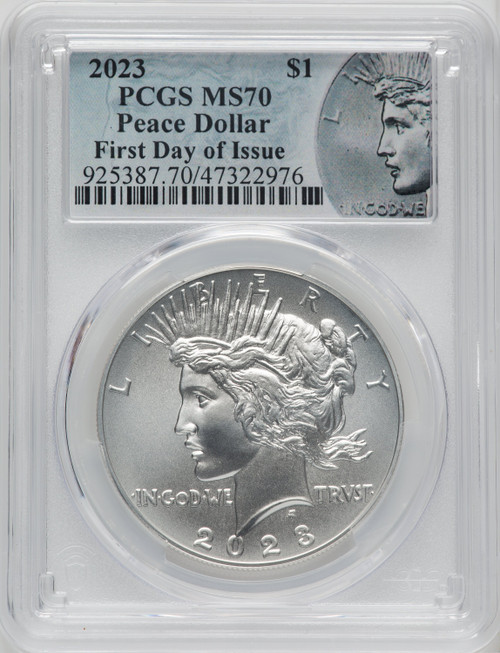 2023 $1 Peace First Day of Issue FDI Peace Label Modern Commemoratives PCGS MS70