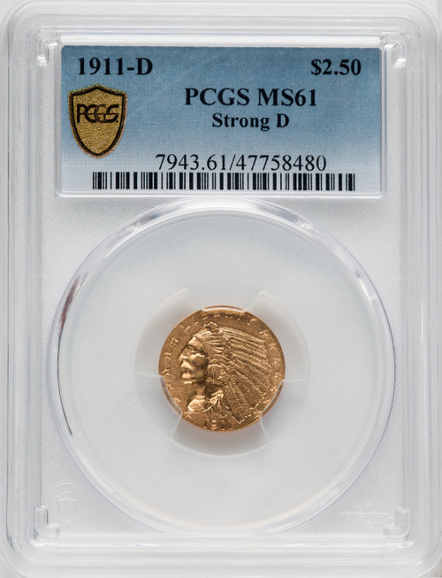 1911-D $2.50 Indian Quarter Eagle PCGS MS61