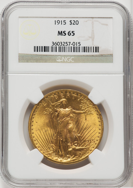 1915 $20 Saint-Gaudens Double Eagle NGC MS65