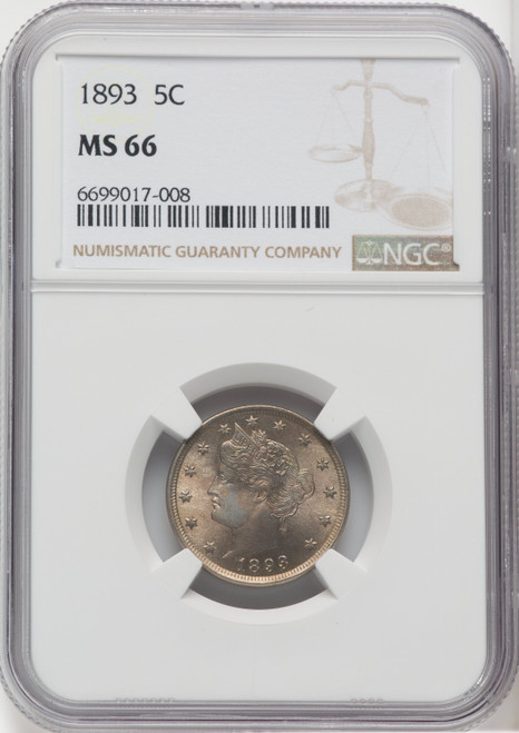 1893 5C Liberty Nickel NGC MS66