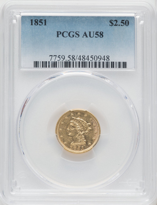 1851 $2.50 Liberty Quarter Eagle PCGS AU58