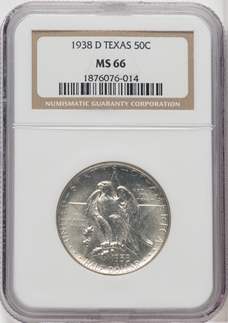 1938-D 50C Texas Commemorative Silver NGC MS66