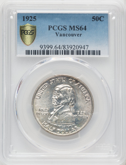 1925 50C Vancouver Commemorative Silver PCGS MS64