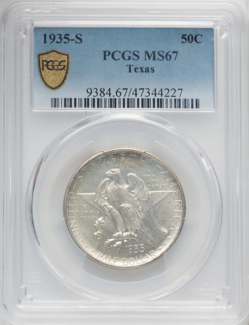 1935-S 50C Texas Commemorative Silver PCGS MS67