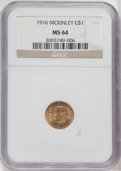 1916 G$1 McKinley Commemorative Gold NGC MS64