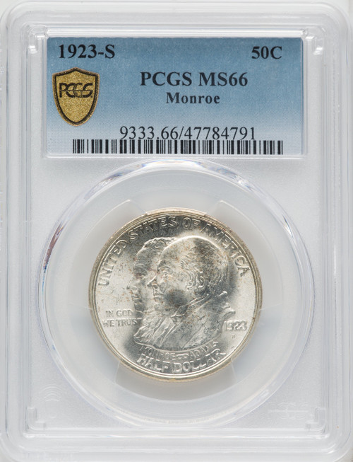 1923-S 50C Monroe Commemorative Silver PCGS MS66 1923-S 50C Monroe Commemorative Silver PCGS MS66