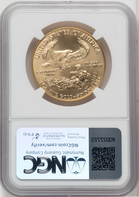 1990 $50 One-Ounce Gold Eagle NGC MS70 Castle Signed