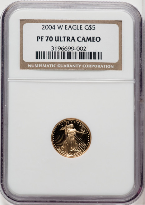 2004 W $5 Tenth oz Gold American Eagle Brown Label NGC PF70