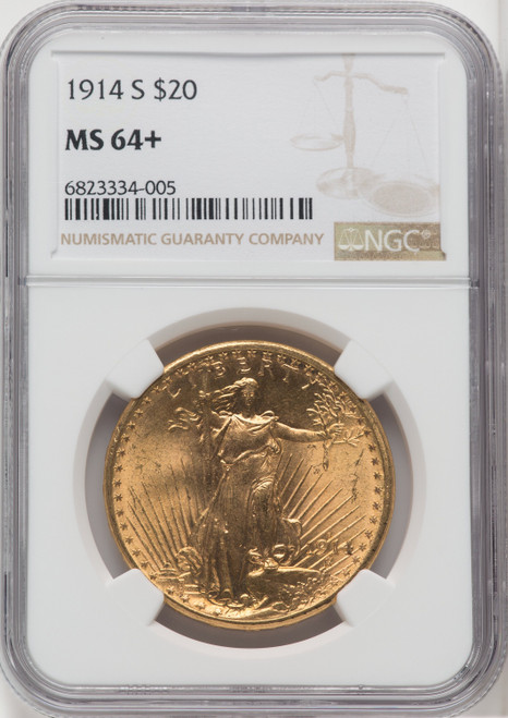 1914-S $20 Saint-Gaudens Double Eagle NGC MS64+