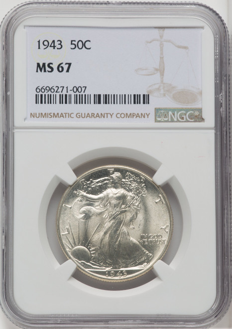 1943 50C Walking Liberty Half Dollar NGC MS67