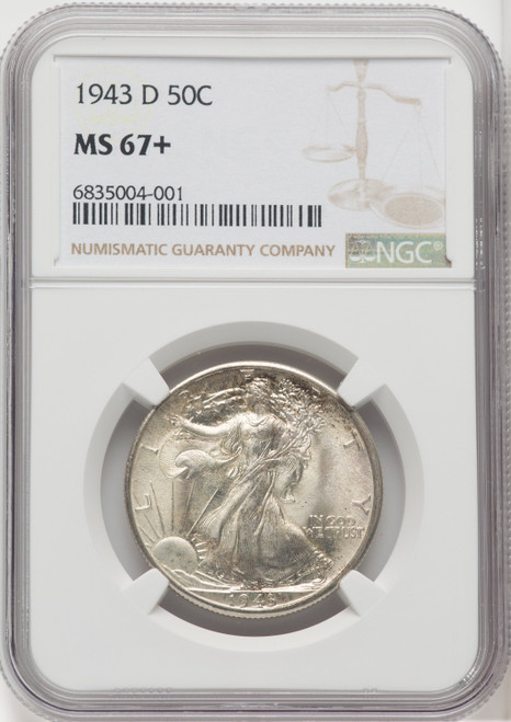 1943-D 50C Walking Liberty Half Dollar NGC MS67+