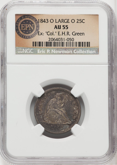 1843-O 25C Large O FS-501 Seated Quarter NGC AU55