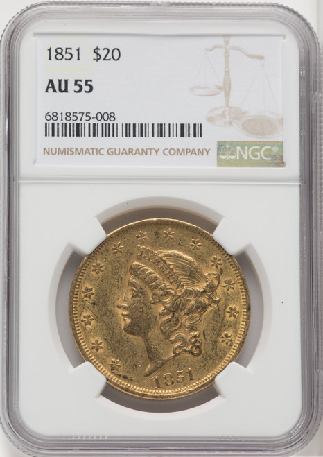 1851 $20 Liberty Double Eagle NGC AU55