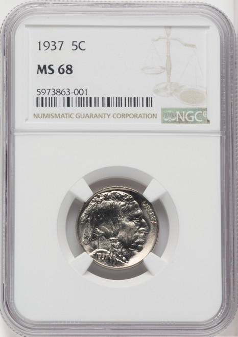 1937 5C Buffalo Nickel NGC MS68