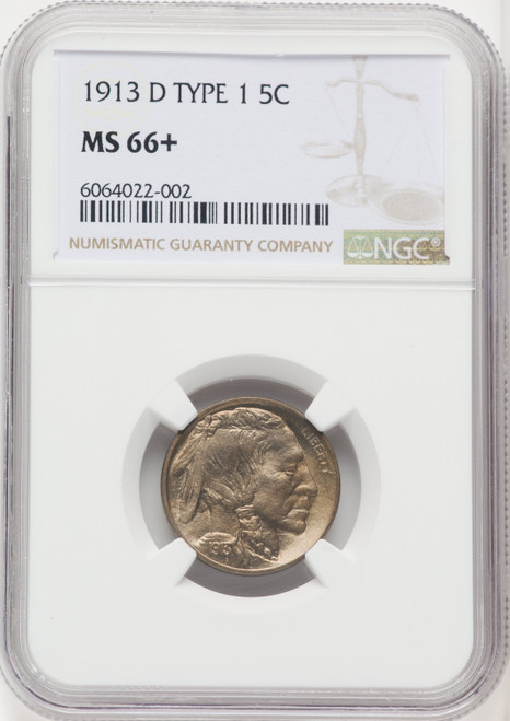 1913-D Type One 5C Buffalo Nickel NGC MS66+