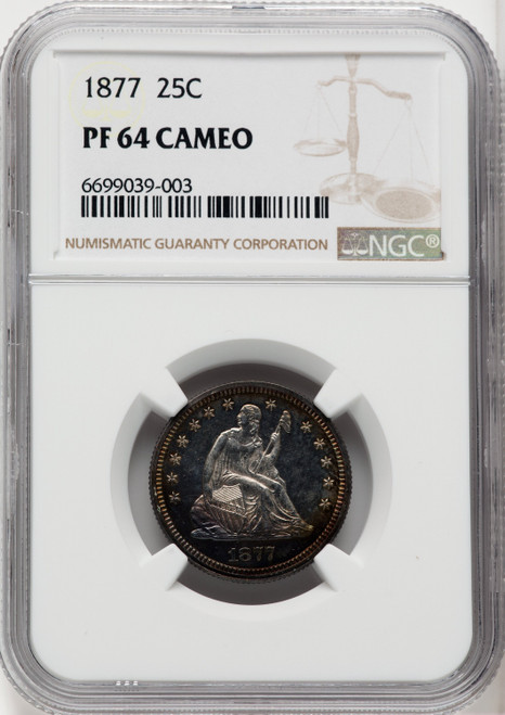 1877 25C CA Proof Seated Quarter NGC PR64
