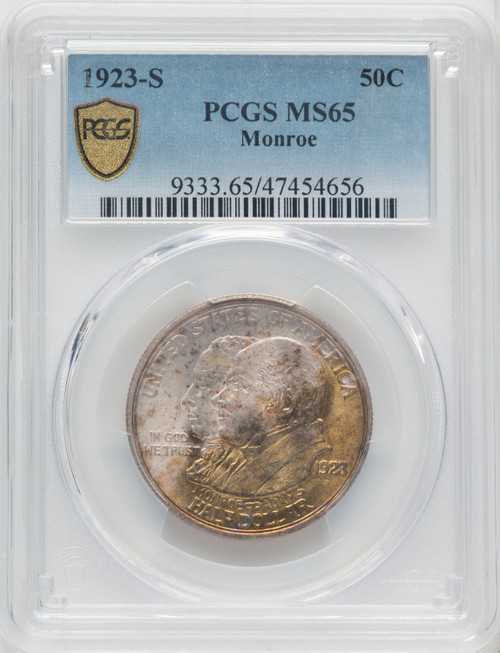 1923-S 50C Monroe Commemorative Silver PCGS MS65