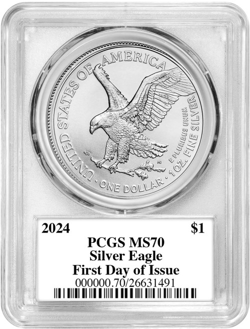 2024 Silver Eagle First Day of Issue PCGS MS70  Damstra Signed