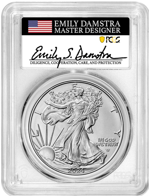 2024 Silver Eagle First Day of Issue PCGS MS70  Damstra Signed