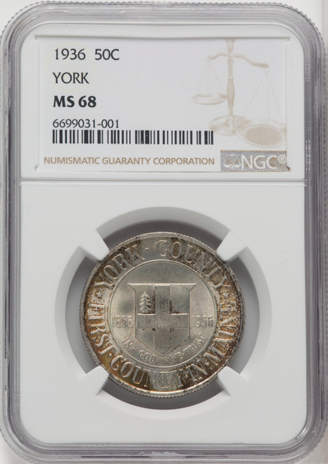 1936 50C York Commemorative Silver NGC MS68