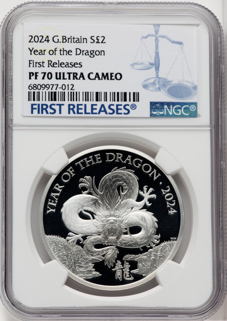 Charles III silver Proof “Year of the Dragon” 2 Pounds 2024 NGC PF70 UCAM