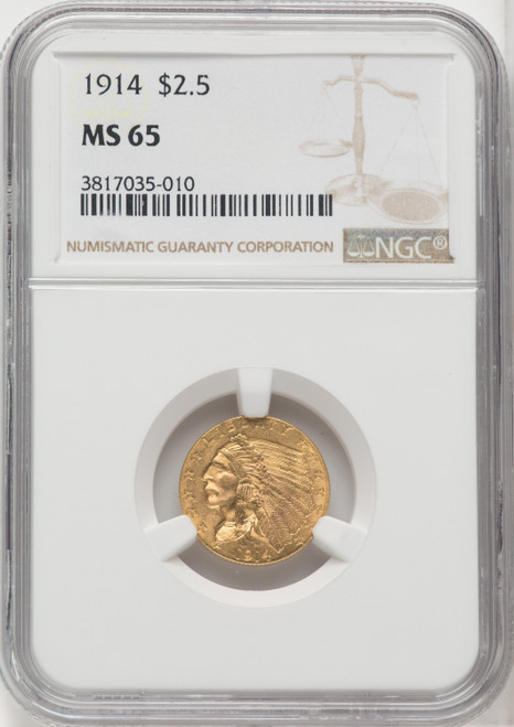 1914 $2.50 Indian Quarter Eagle NGC MS65