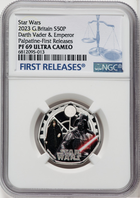 Charles III silver Colorized Proof “Darth Vader & Emperor Palpatine” 50 Pence 2023 PR69 Ultra Cameo NGC World Coins NGC MS69