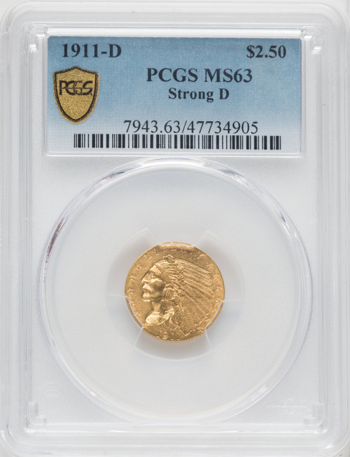 1911-D $2.50 Indian Quarter Eagle PCGS MS63